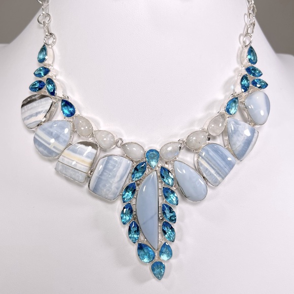 Owyhee Opal Moonstone 925 Gemstone Large Necklace - Picture 1 of 4
